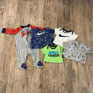 Baby boy 0-3 clothes Lot Bodysuits Sleepers Sport theme Nike Baseball